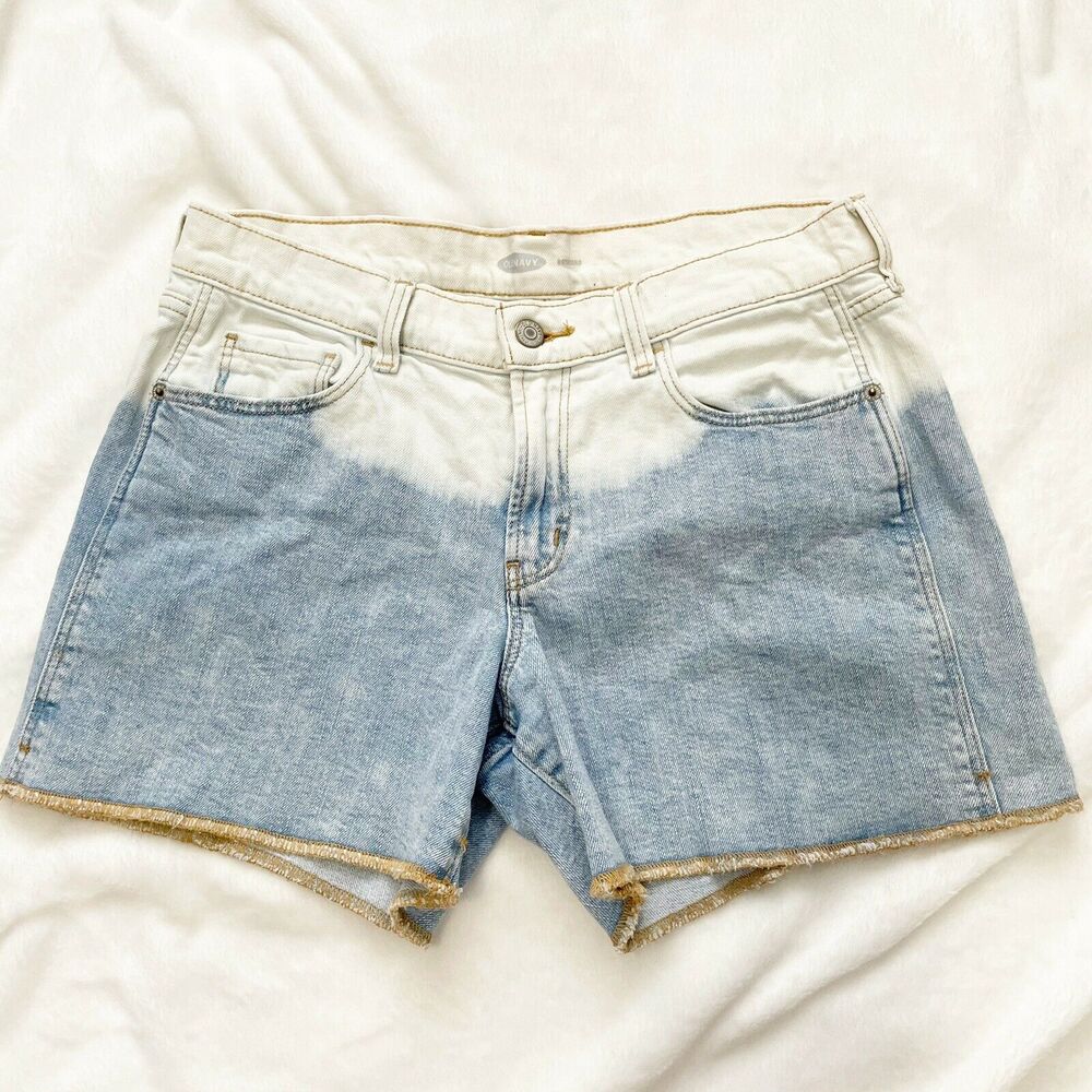 Old Navy Bleach Dipped Boyfriend Jean Shorts Ombre Size 2 DENIM